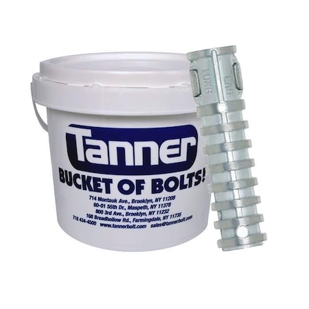 Tanner 1/4in, Lag Shield Screw Style Anchors, Short, Zamac Alloy, Bucket-of-Bolts! 2000 Pieces/Bucket TB-480